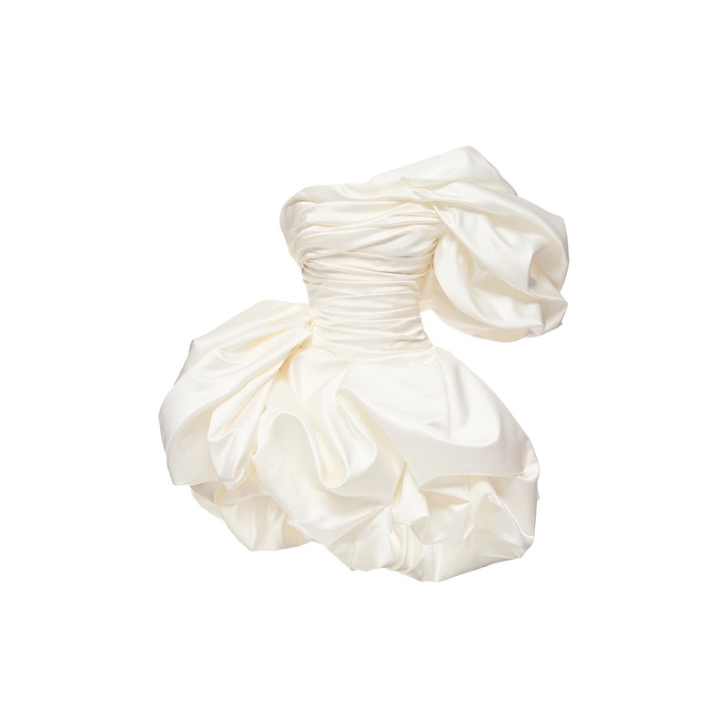 BISOU MINI DRESS SATIN IN OFF-WHITE