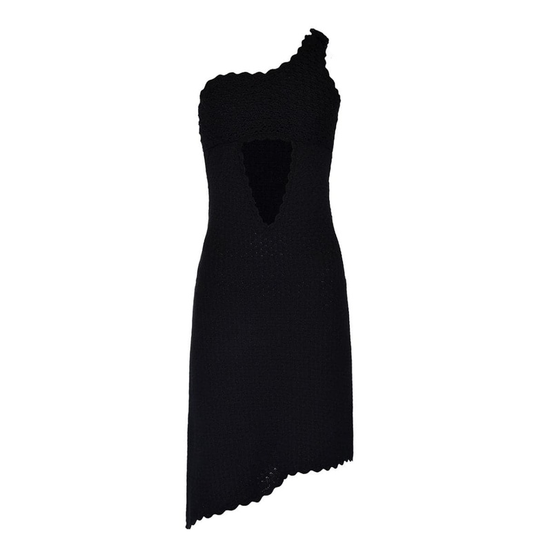 BLACK LIYA SINGLE SLEEVE KNITTED DRESS