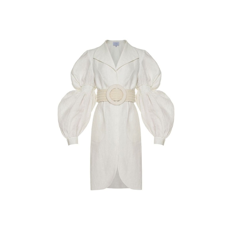 BLANCA WHITE DRESS WITH KNITTED BELT