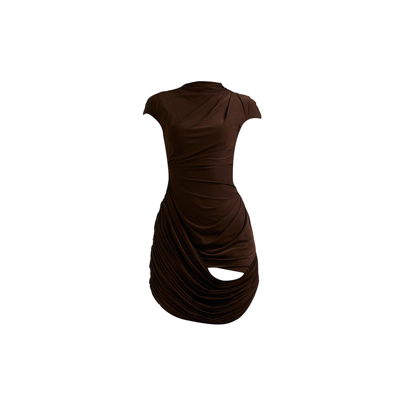 FLEUR BROWN MINI DRESS