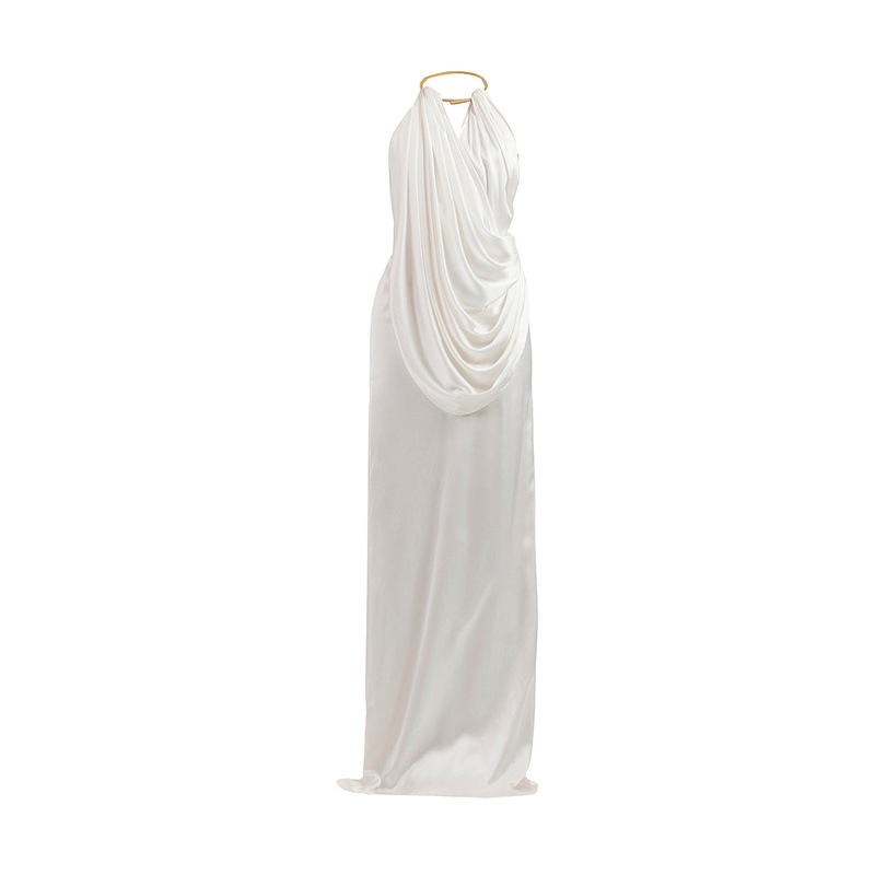 LEONA WHITE DRAPED GOWN