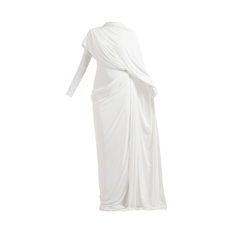 NADIA WHITE DRAPED GOWN
