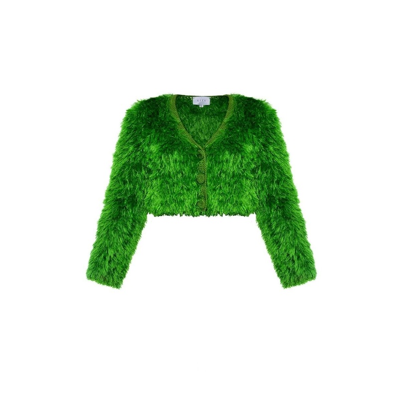 POP GREEN FLUFFY CARDIGAN