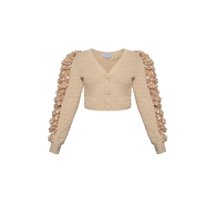 SANDY BEIGE HAND KNITTED CARDIGAN