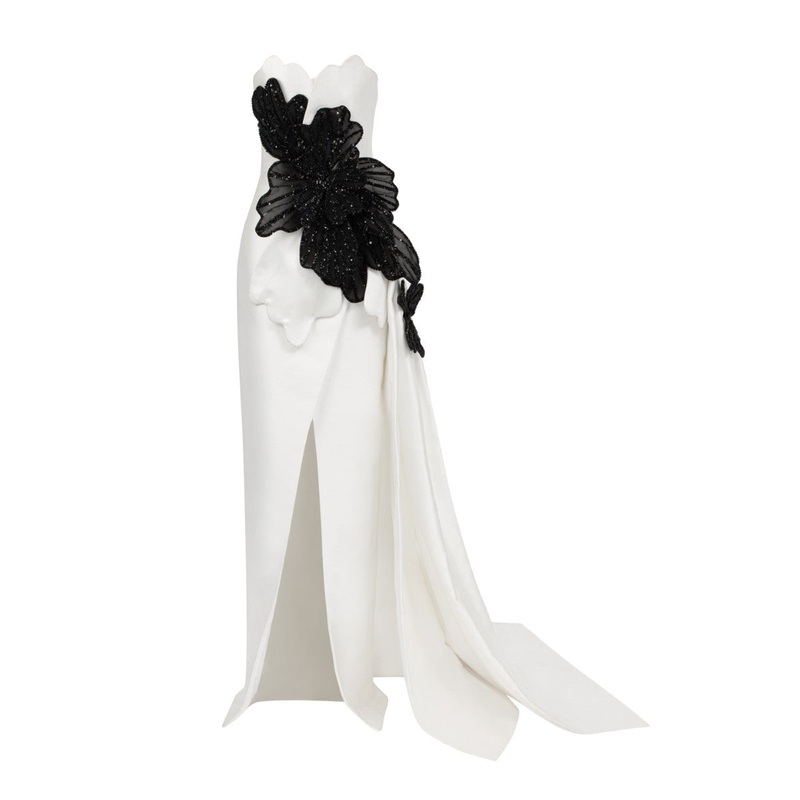 SIDONIE TAFFETTA GOWN IN WHITE AND BLACK