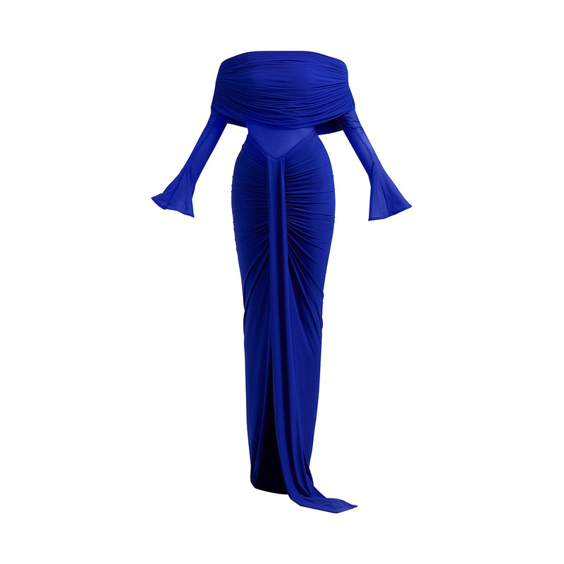 THALIA OFF SHOULDER COBALT DRESS