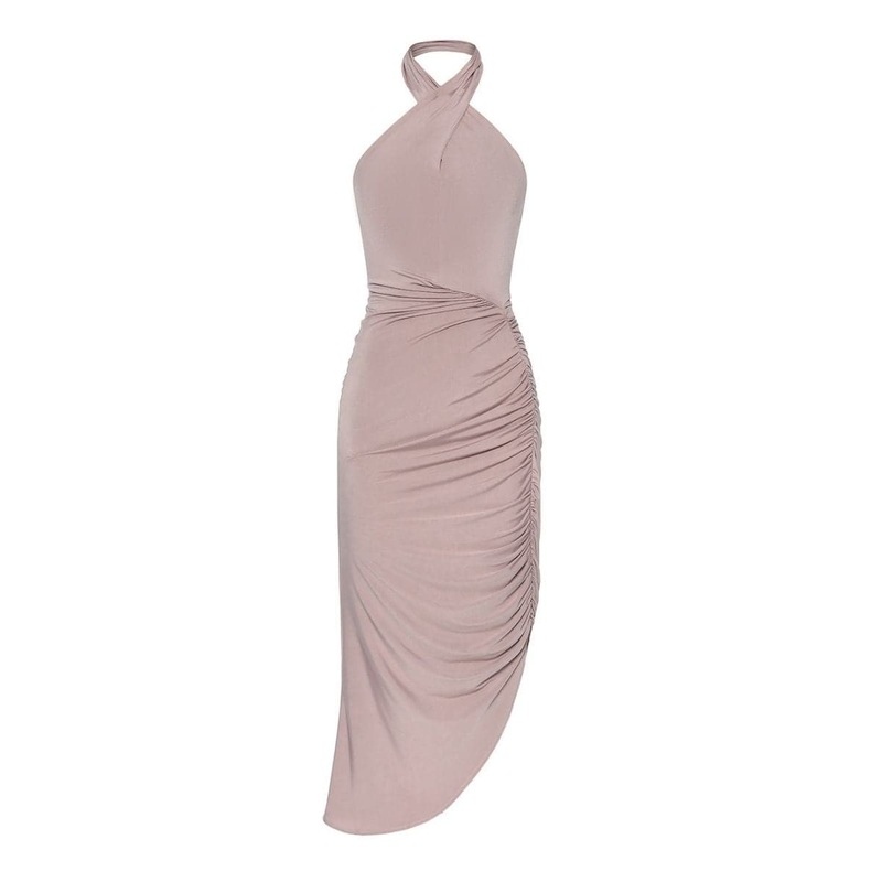 TWISTED NECK PINK DRESS