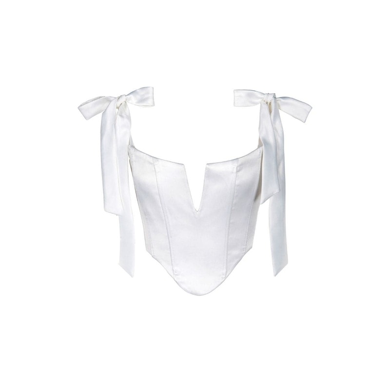 WHITE SATIN FLASH CORSET TOP