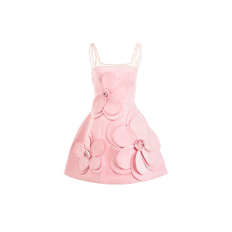 X HAPPY CLOTHING ANAHI FIT AND FLARE MINI DRESS IN PINK