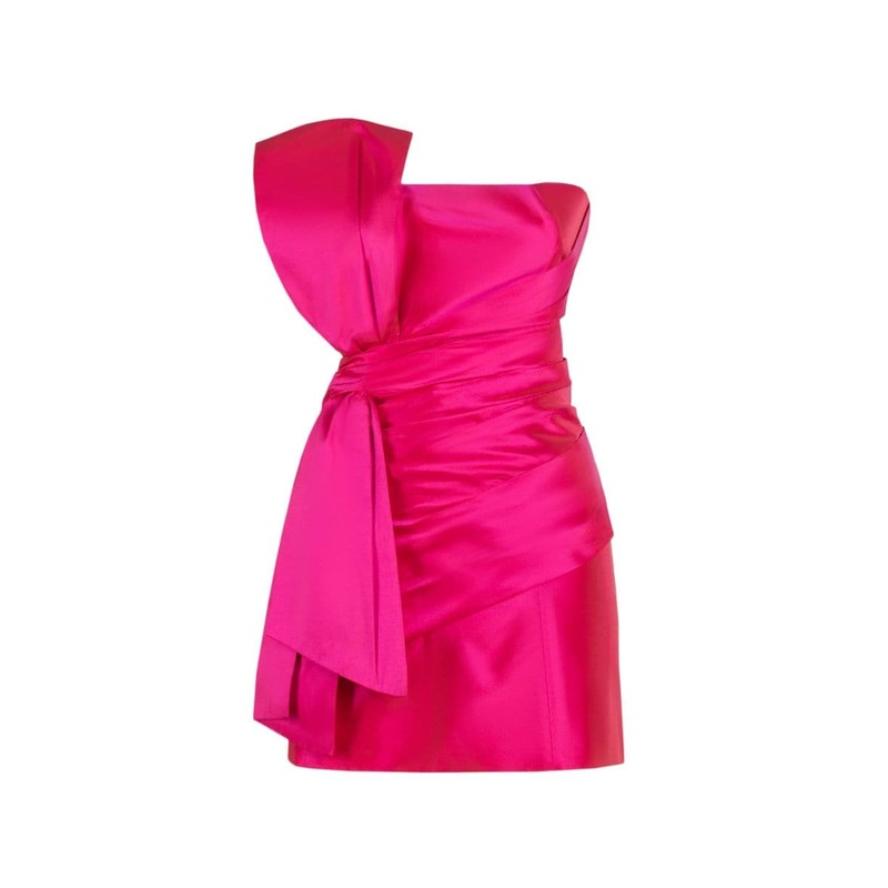 ARIA SILK BOW-DETAILED MINI DRESS