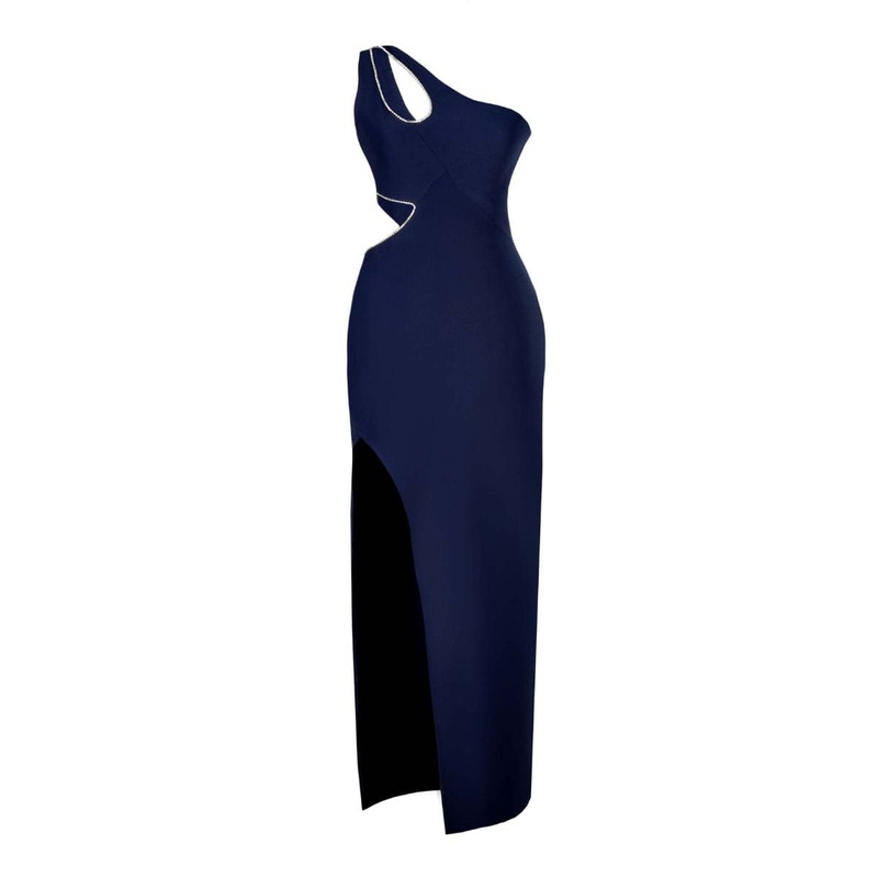 ARIEL ASYMMETRIC MIDI DRESS