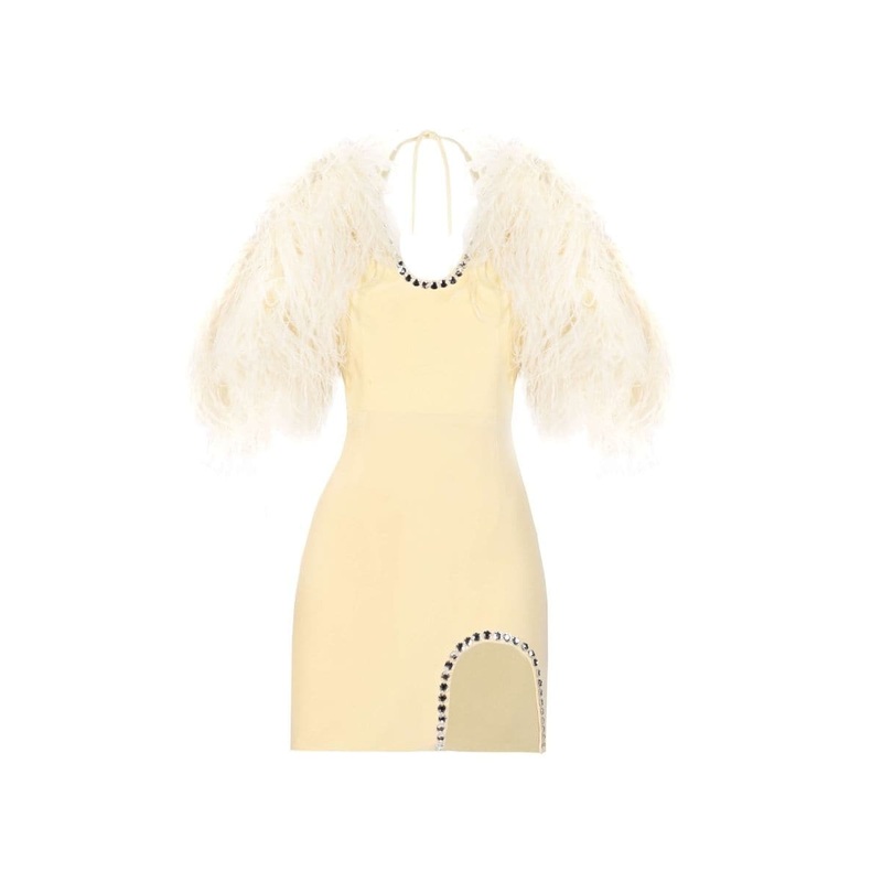 BELLA SILK FEATHER-TRIMMED MINI DRESS