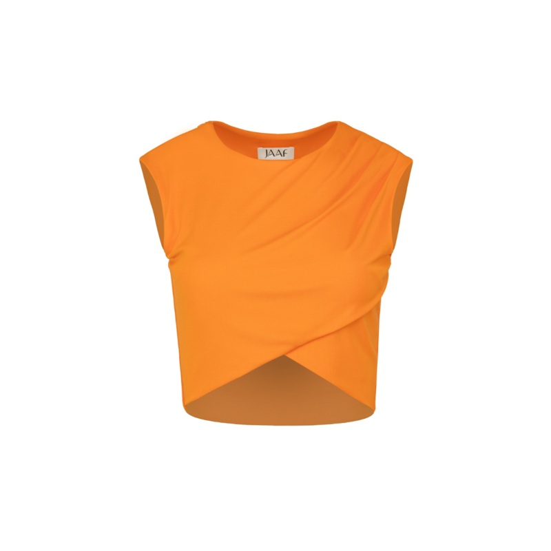 DRAPED CROP TOP IN BRIGHT ORANGE