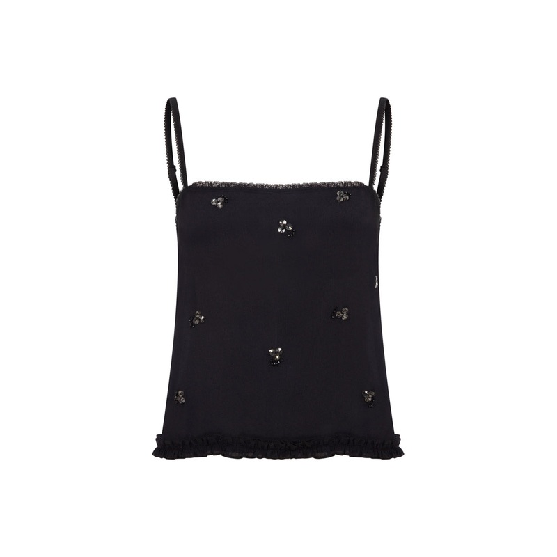 EMBROIDERED CAMISOLE IN CRINKLED CHIFFON