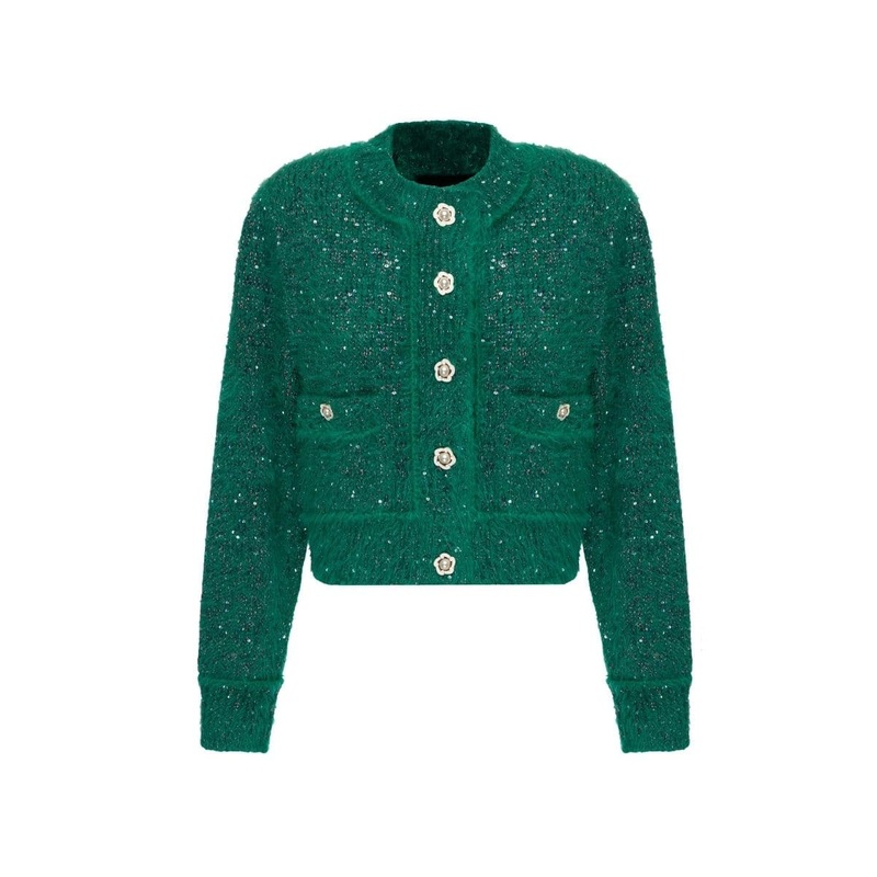 GREEN CROPPED CARDIGAN