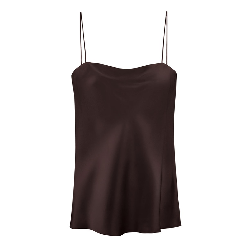 HANNA ESPRESSO STRAIGHT-NECK SILK-SATIN CAMI TOP