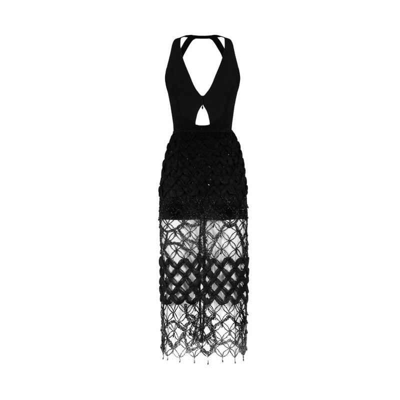 LARA MIDI EMBELLISHED EVENING MIDI DRESS