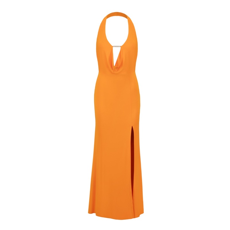 PLUNGE MAXI DRESS IN BRIGHT ORANGE