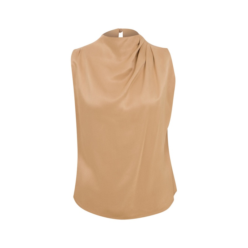 SILKY SATIN DRAPED BLOUSE