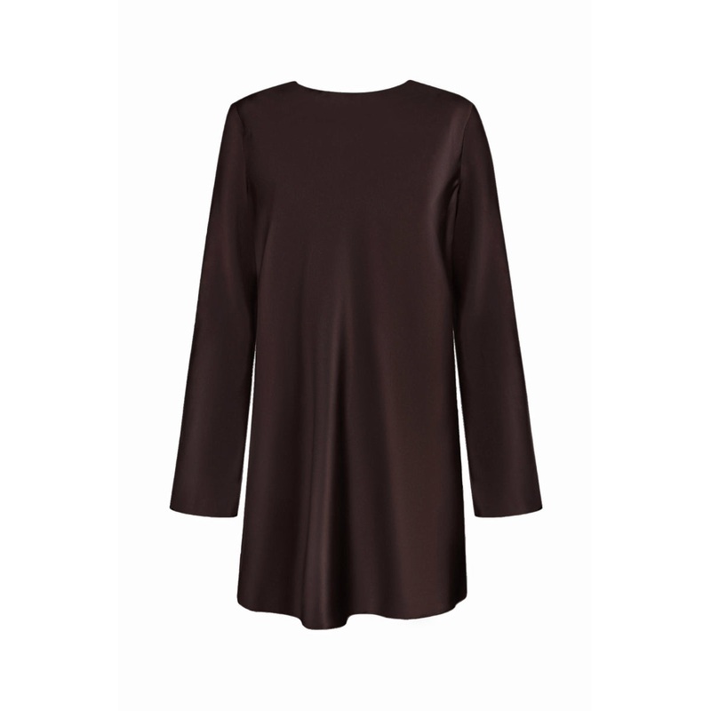 SOLOMIA ESPRESSO BOAT-NECK SILK-SATIN MINI DRESS