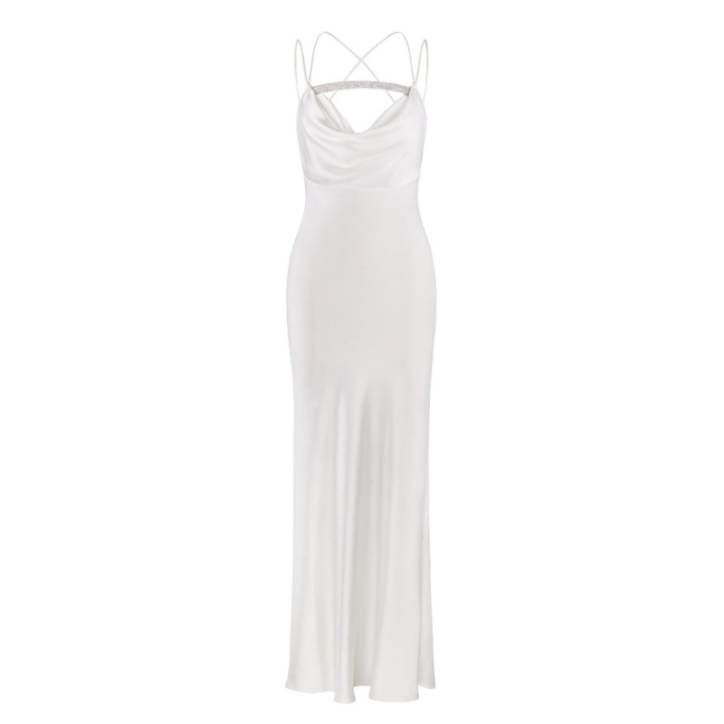VENUS COWL NECK WHITE DRESS