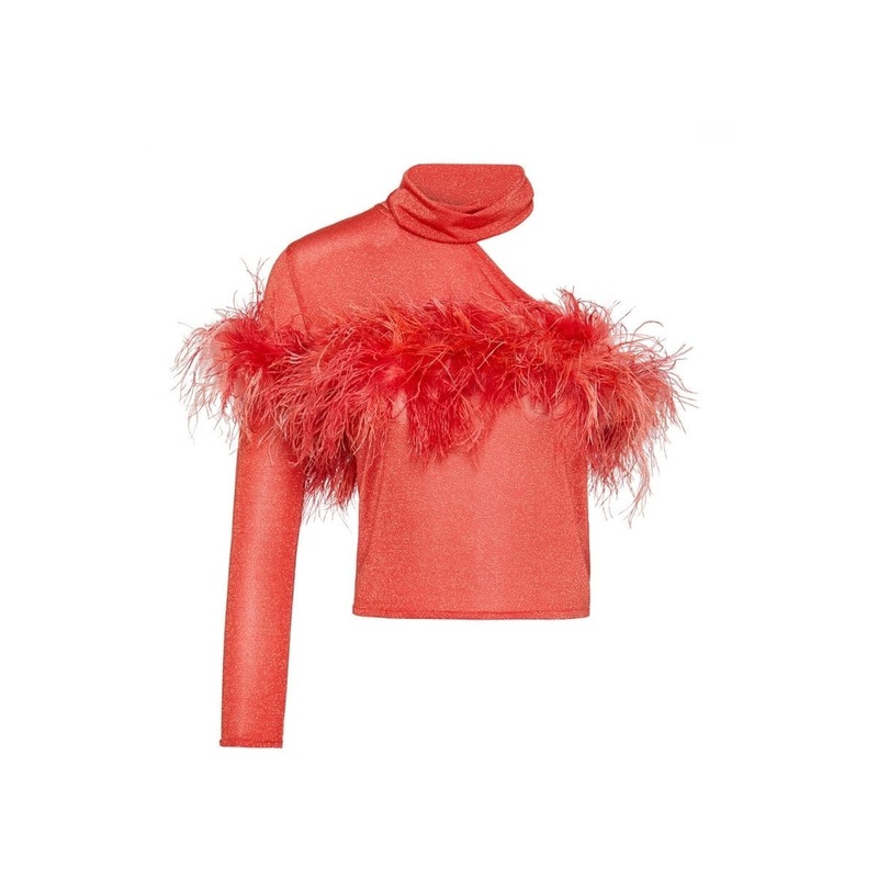 ABBY ONE-SHOULDER METALLIC KNITTED TOP