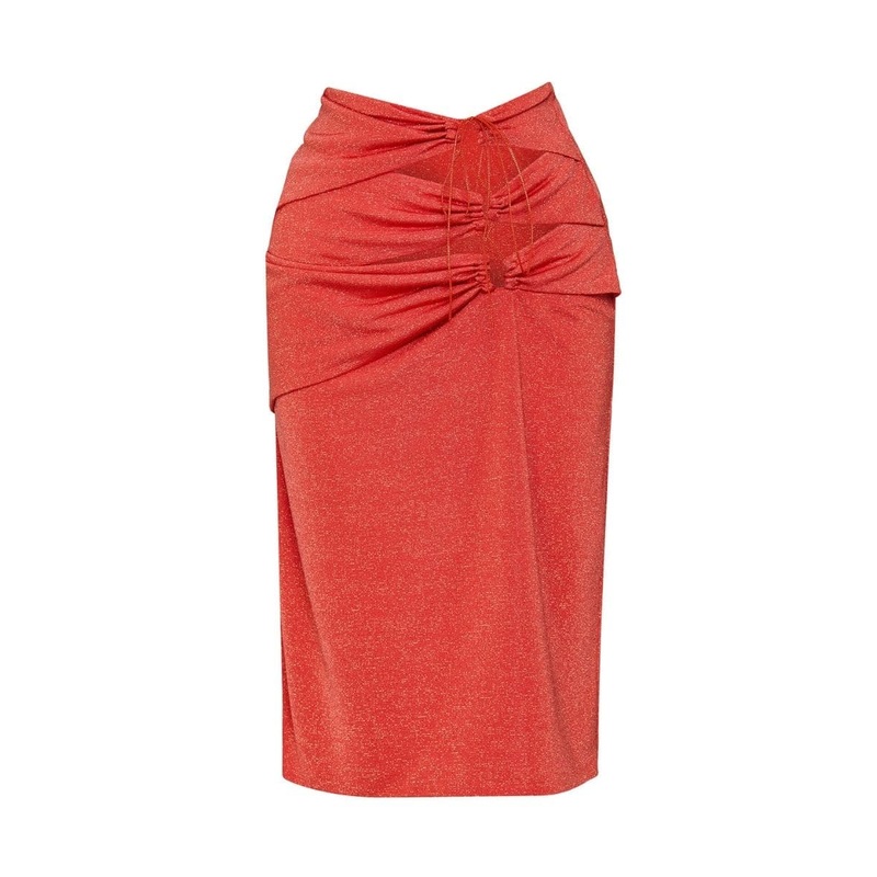 ABBY ORANGE METALLIC MIDI SKIRT
