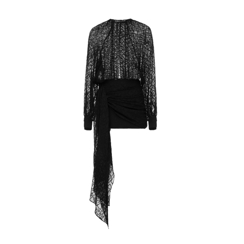 ASYMMETRIC CHIFFON MINI DRESS