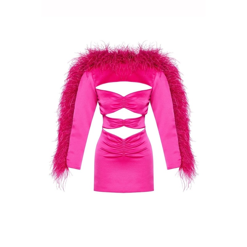 AZALEA PINK DRESS CUT-OUT SATIN MINI DRESS