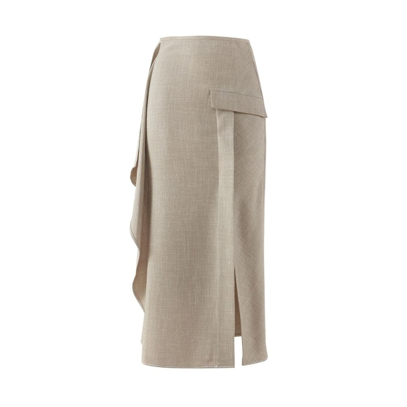 BEIGE MIDI SKIRT