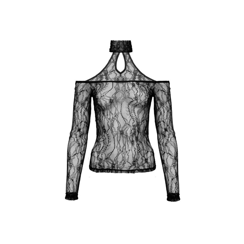 BLACK MARGOT LACE CUT-OUT TOP