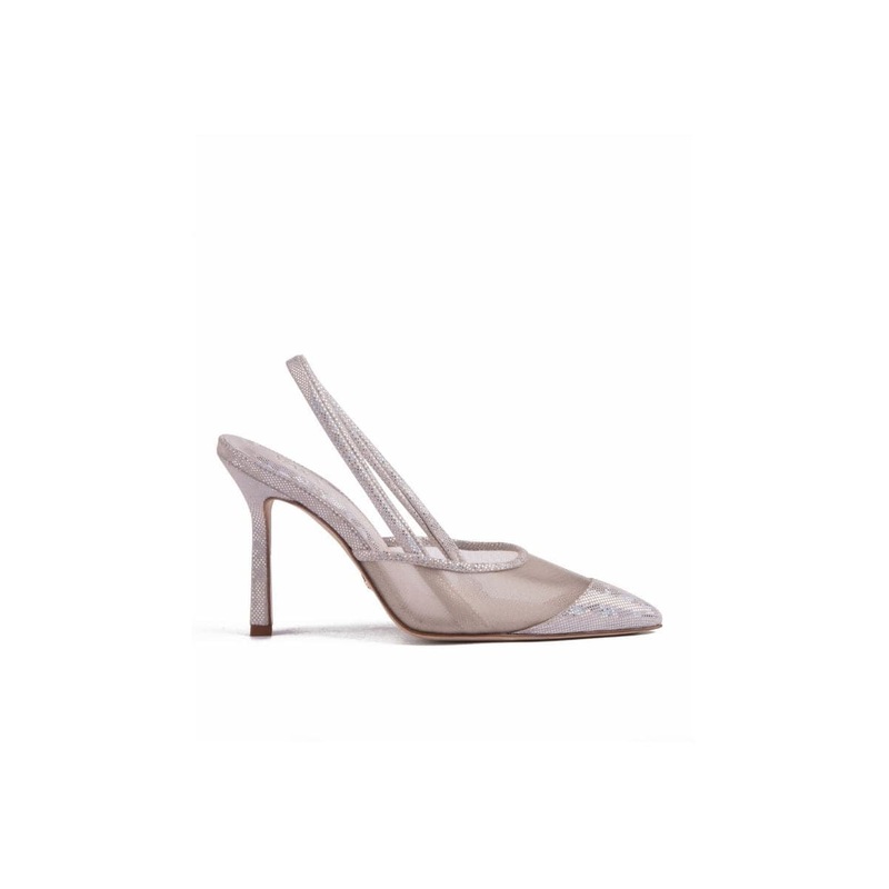 DISCO SUEDE MESH SLING HEELS