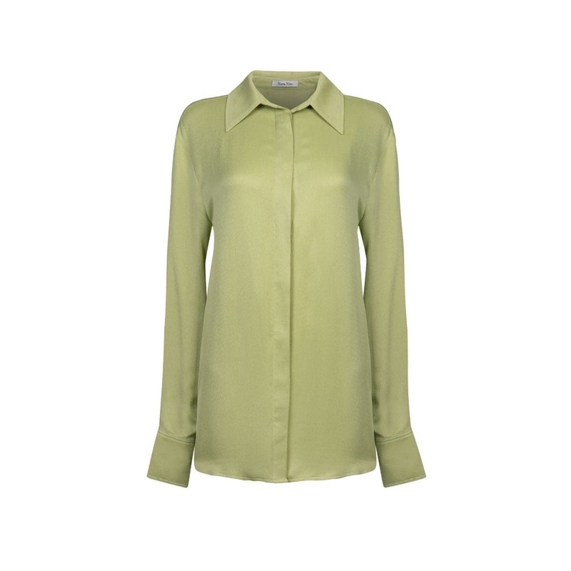 GREEN JERRY TEXTURED SATIN SHIRT