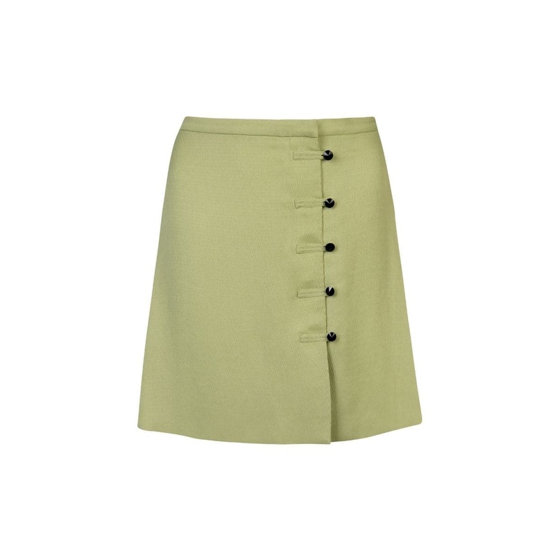 GREEN JODIE TEXTURED SATIN MINI SKIRT
