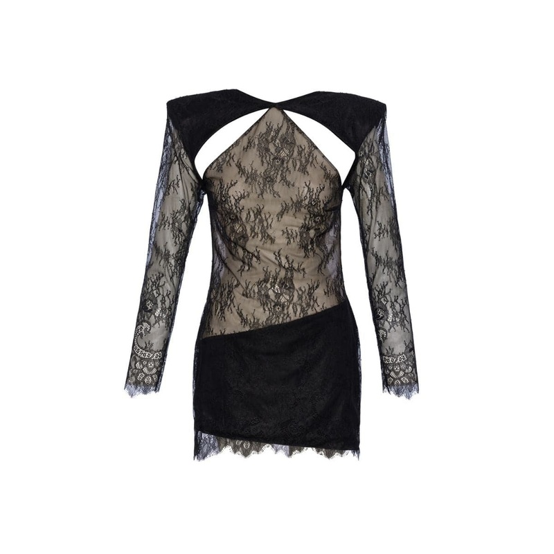 ONYX BLACK LACE SHEER MINI DRESS