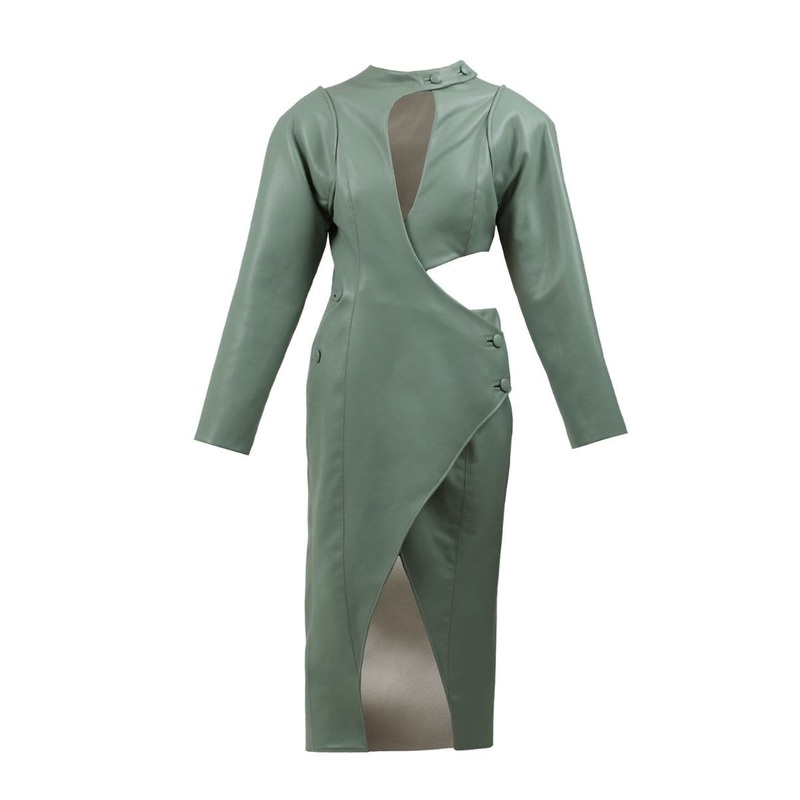 PISTACHIO CUTOUT MIDI DRESS