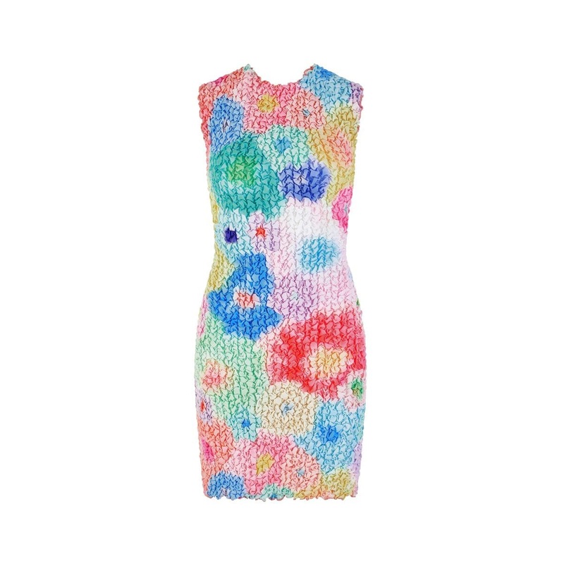 PRINTED SMOCKED BACKLESS MINI DRESS