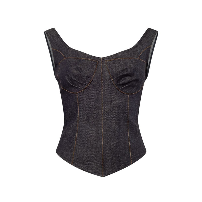 2000S BROWN SEAMs DENIM CORSET