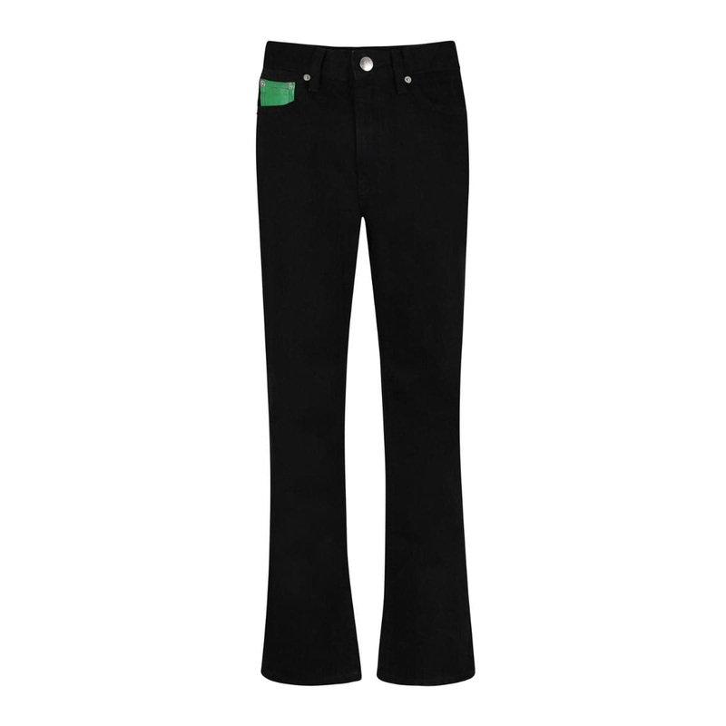 BLACK HIGH-RISE STRAIGHT-LEG JEANS