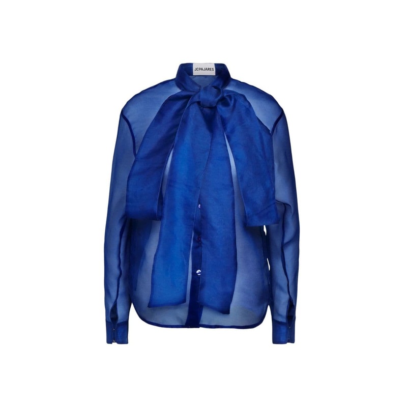 BLUE SHIRT WITH LONG NECK AND TIE