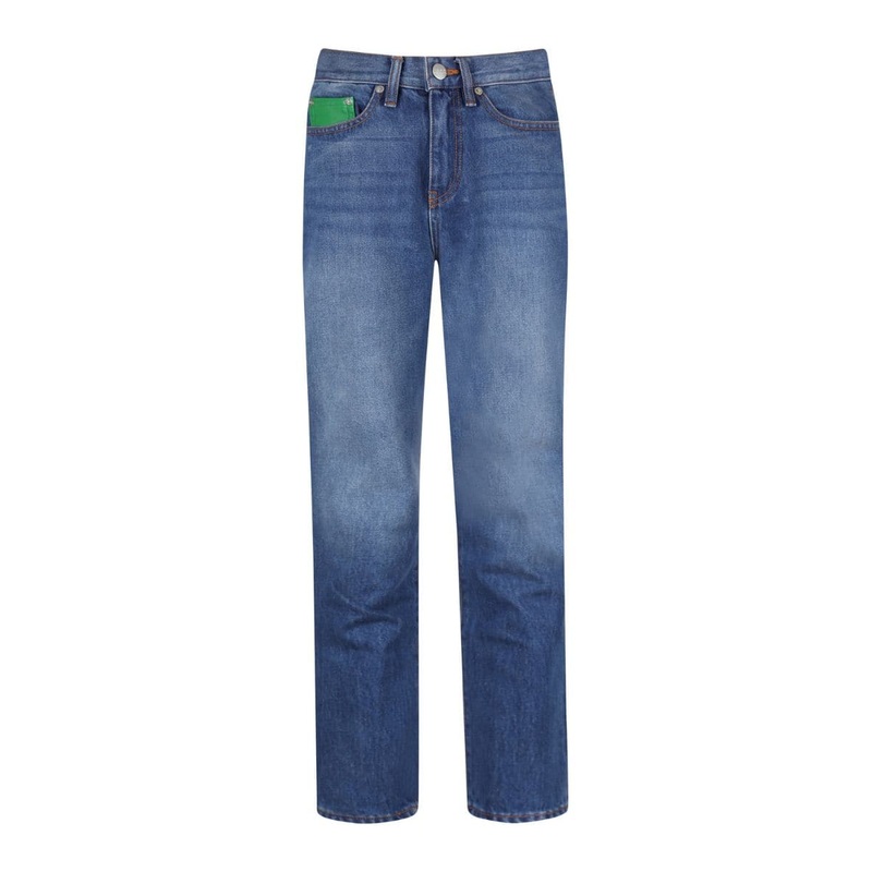 DARK BLUE HIGH-RISE SLIM-LEG JEANS
