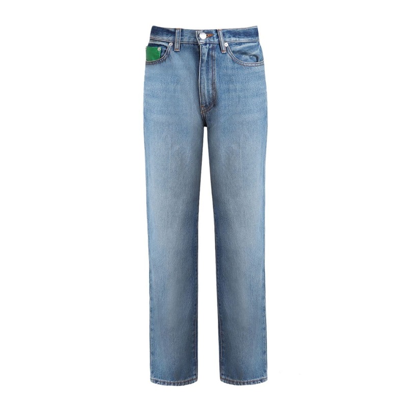 LIGHT BLUE HIGH-RISE STRAIGHT-LEG JEANS