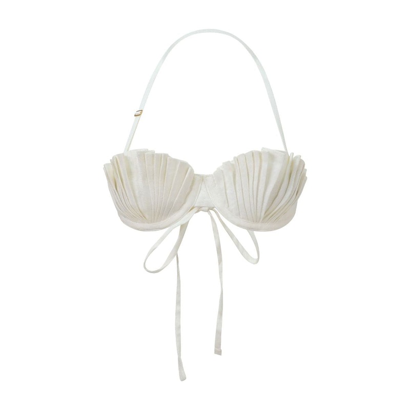 LINEN IVORY WHITE SHELL BRA TOP