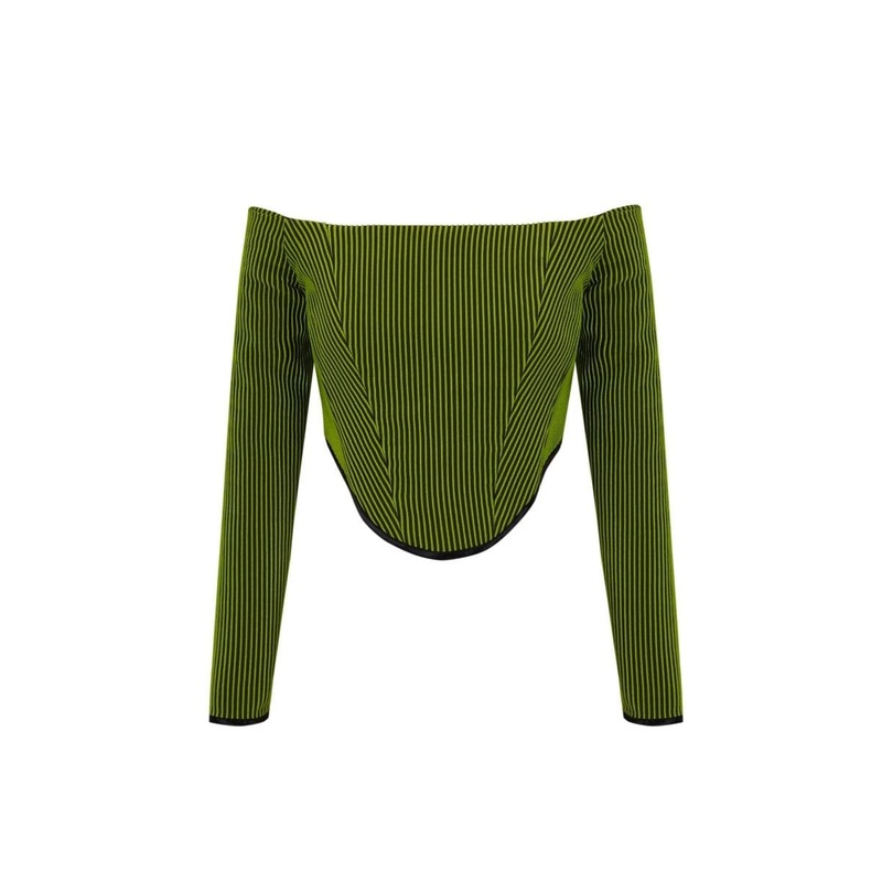 NEON GREEN AND BLACK STRIPED CORSET