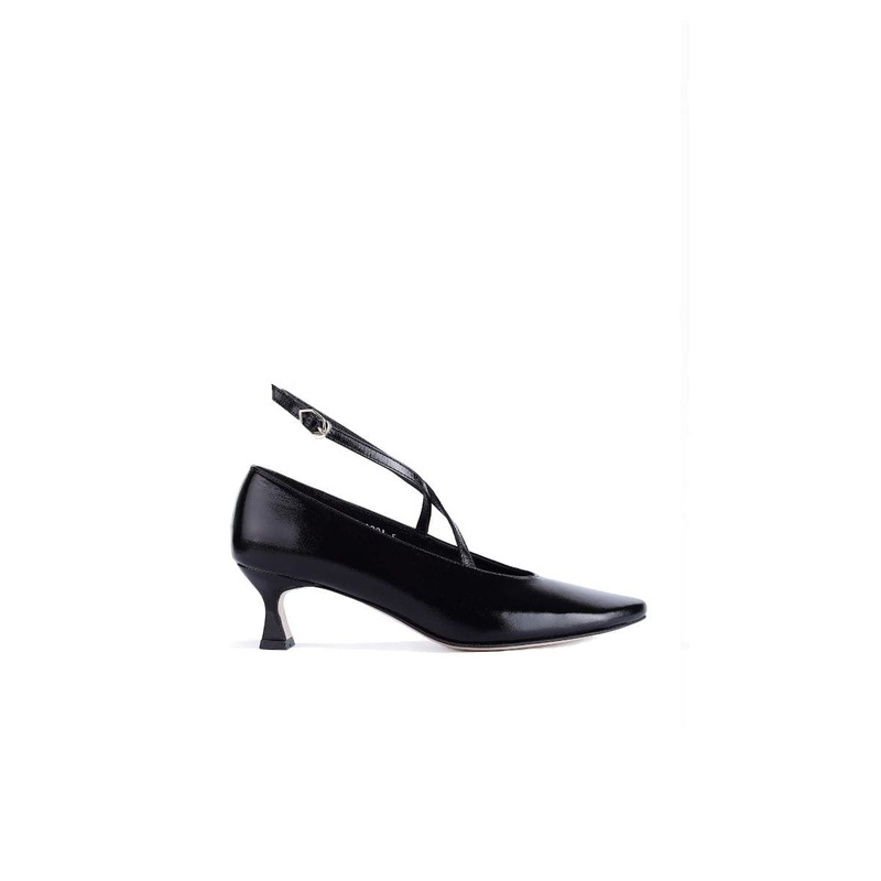 PISA BLACK X-STRAP HEELS