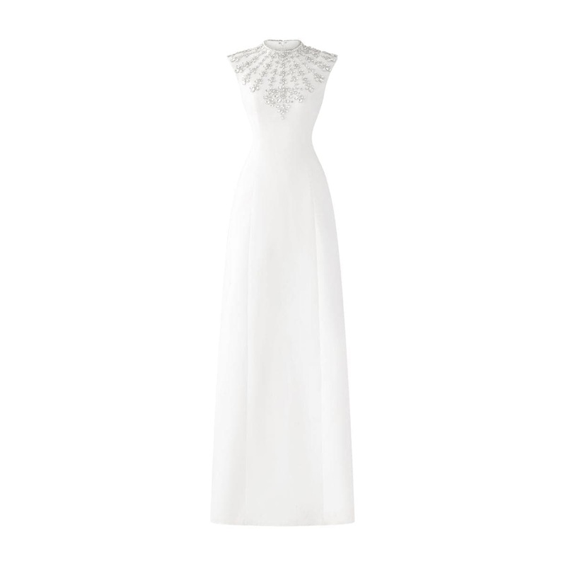 SLEEVELESS BODYCON FULL DRESS WITH STONE EMBELLISHMENT
