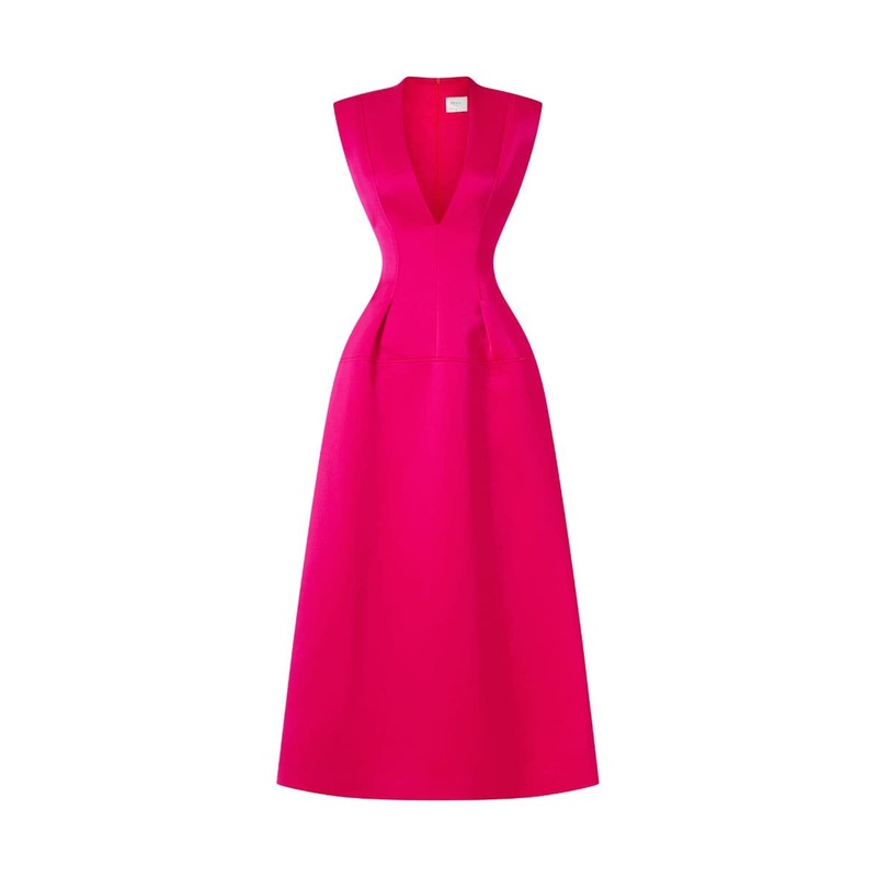 SLEEVELESS PLEATED COAT DRESS
