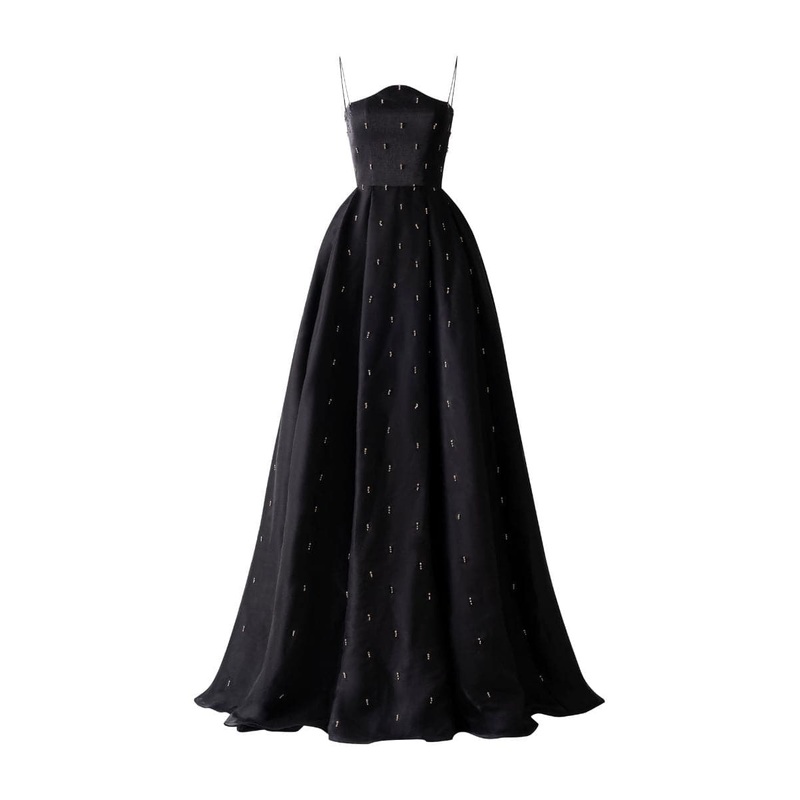 STRAPLESS FULL DRESS WITH STONE EMBELLISHMENT