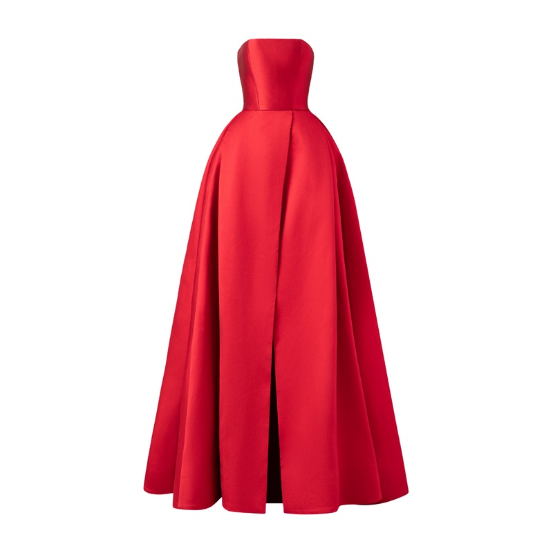 STRAPLESS PLEATED FULL DRESS