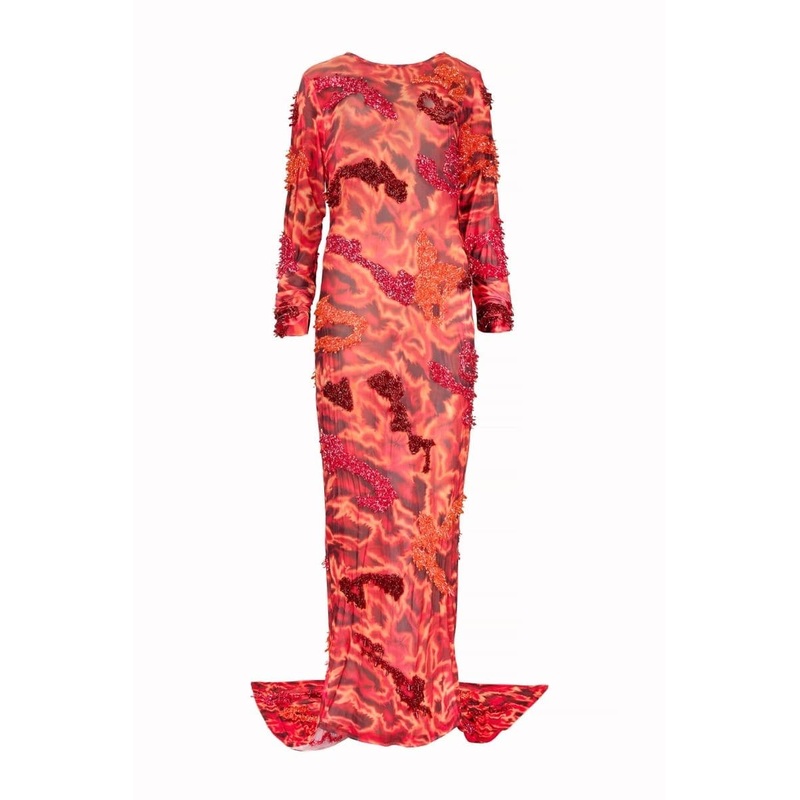 ZUSI-ISI RED CUT-OUT MAXI DRESS
